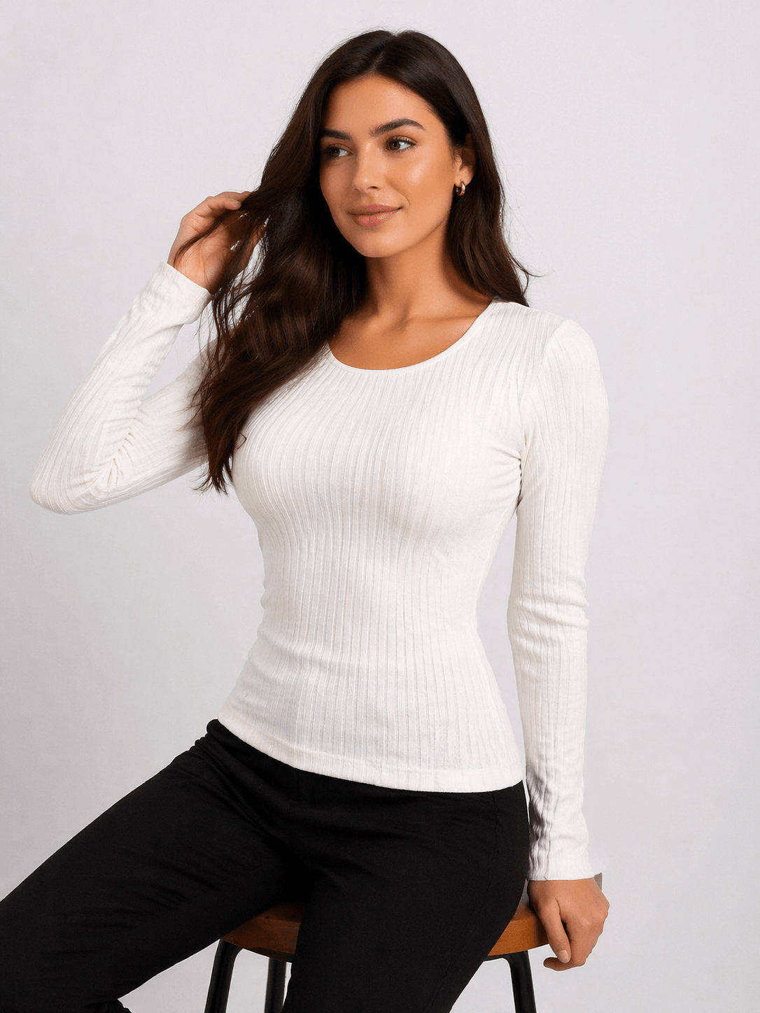 POLERA ACANALADA BLANCO