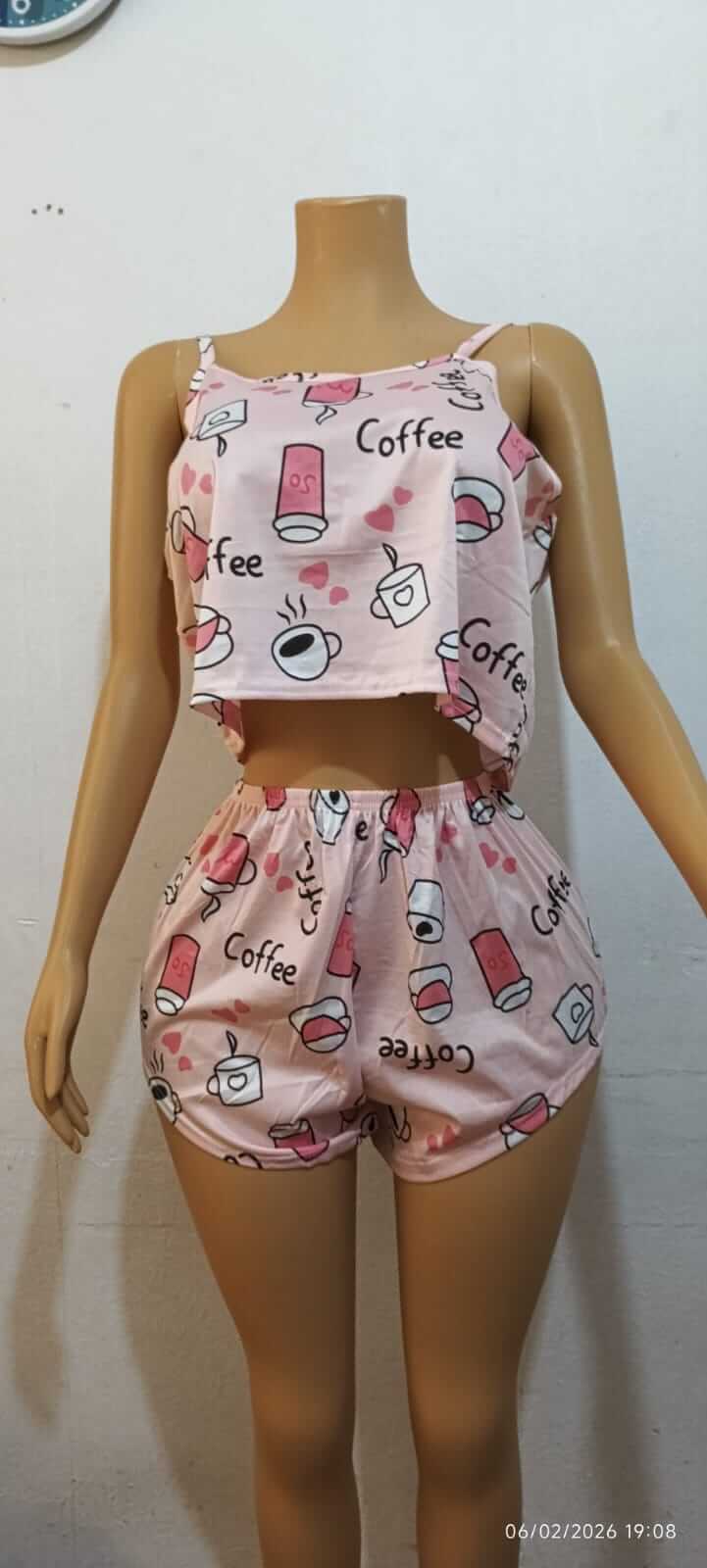PIJAMA CORTA ESTAMPADO DE COFFE