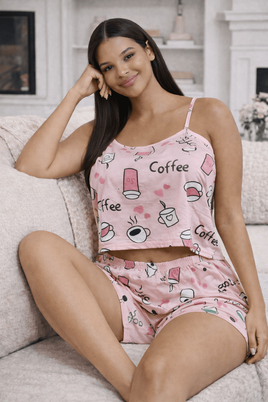 PIJAMA CORTA ESTAMPADO DE COFFE