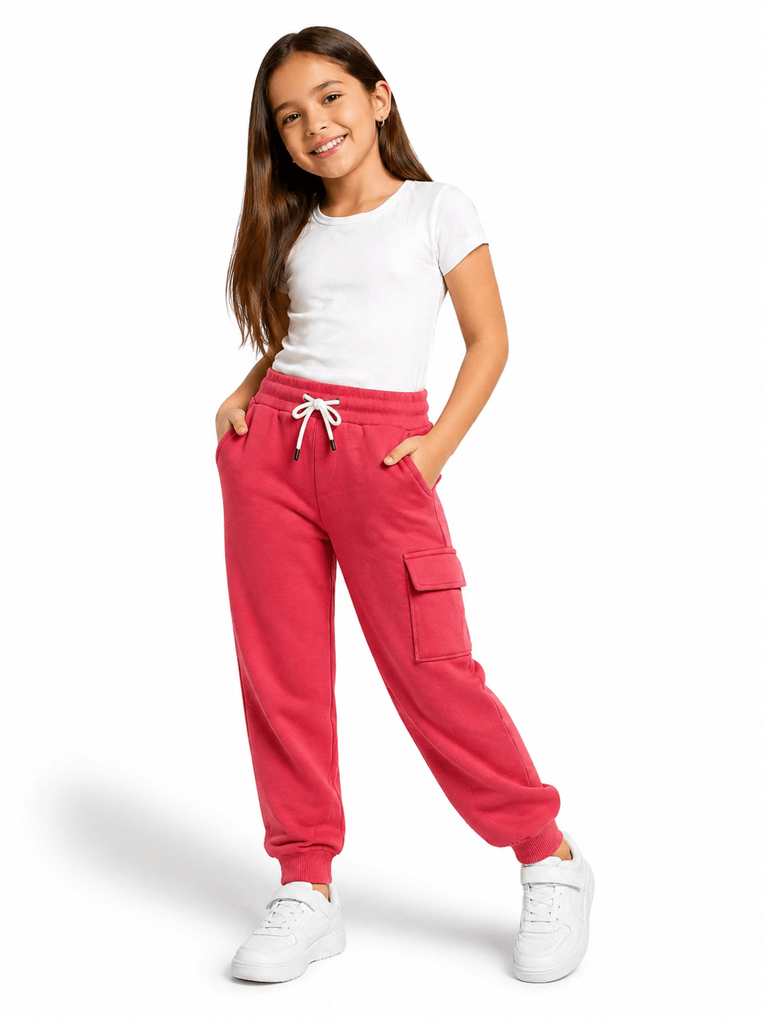 BUZO NIÑA POLAR CARGO ROSA FUCSIA