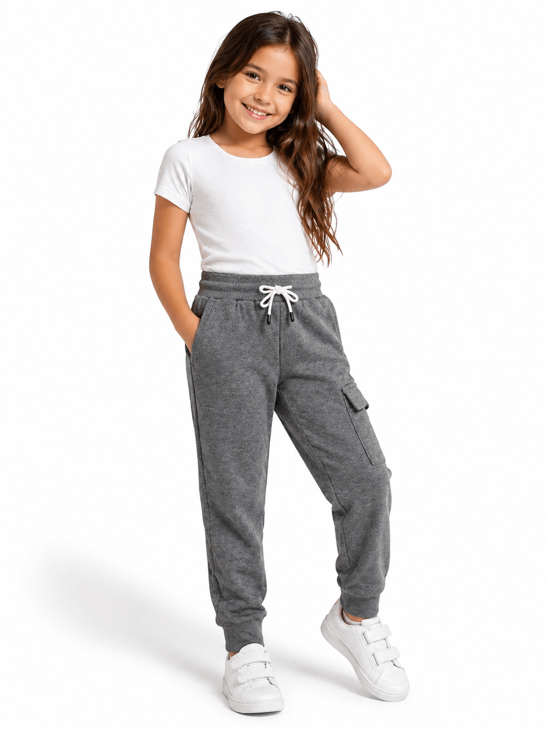 BUZO NIÑA POLAR CARGO PLOMO