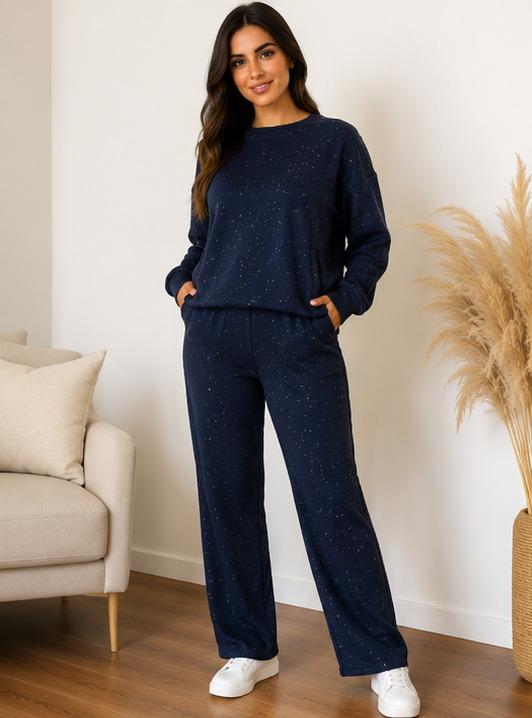 CONJUNTO CON BRILLOS AZUL MARINO