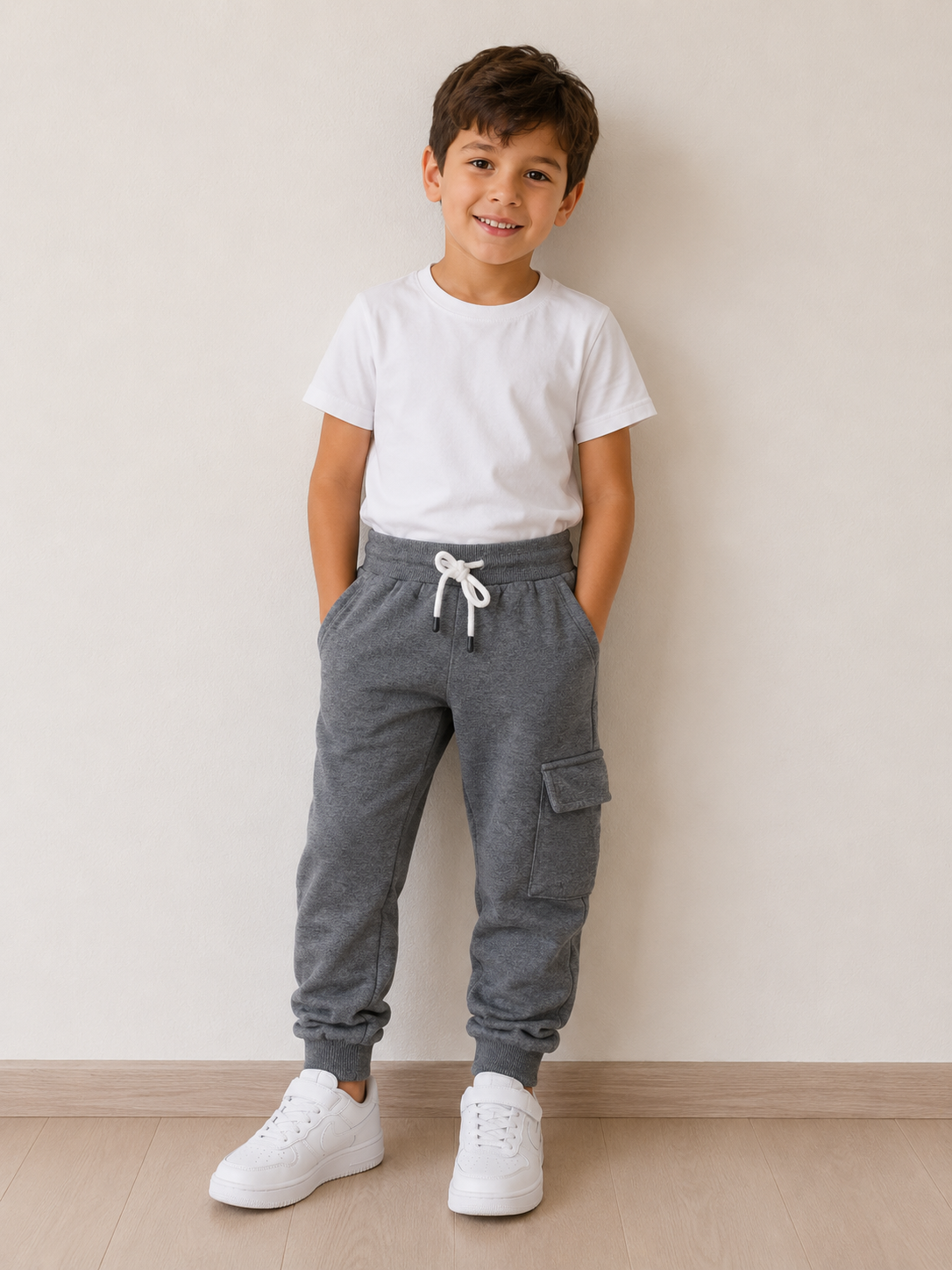 BUZO NIÑA POLAR CARGO PLOMO